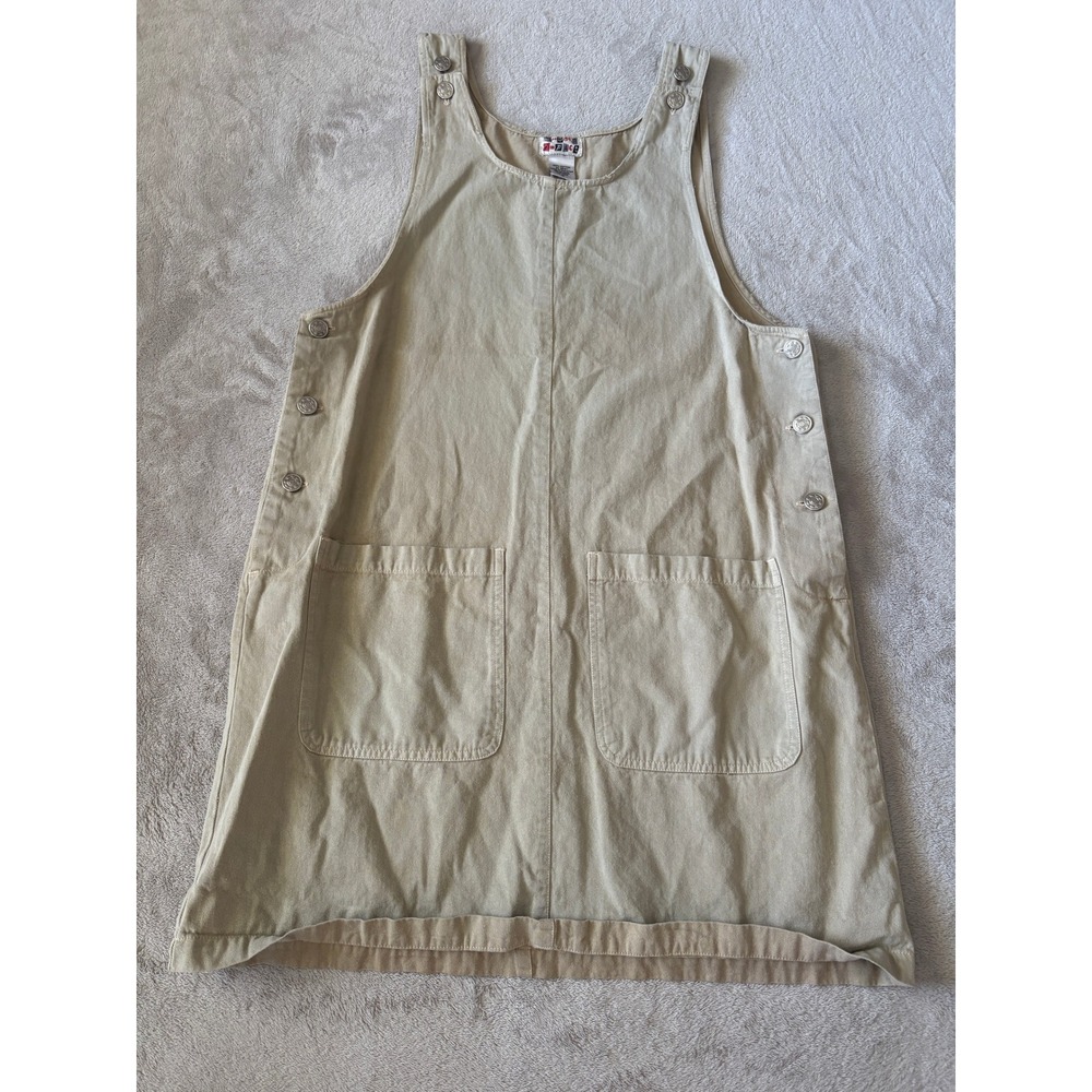 Sudden Impact Jumper Dress Mini Khaki Button Front Pockets Casual‎ Size M